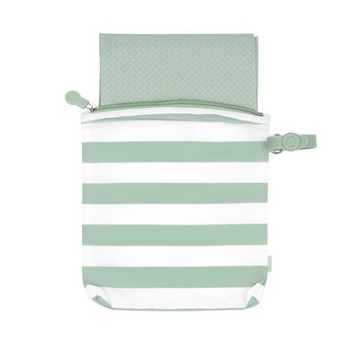 Ubbi On-The-Go verschoonbare babymat met draagtas, zachte en comfortabele luiertas accessoire moet hebben voor pasgeborenen, gemakkelijk schoon te maken, draagbaar verschoonkussen, saliegroen
