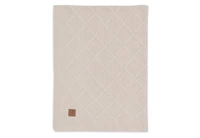 Jollein Couverture pour bébé Check Knit, Oatmeal - 100 x 150 cm - 60% coton, 40% acrylique - Pour lit d'enfant - 1.0 TOG - Certifié Oeko-Tex - Motif tricoté