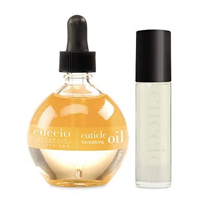Cuccio Cuticle Oil Duo Pack Includes Cuticle Revitalizing Oil w/dropper - 73 mL (2.5 fl. Oz.) & Roll-On 10 mL (.33 oz