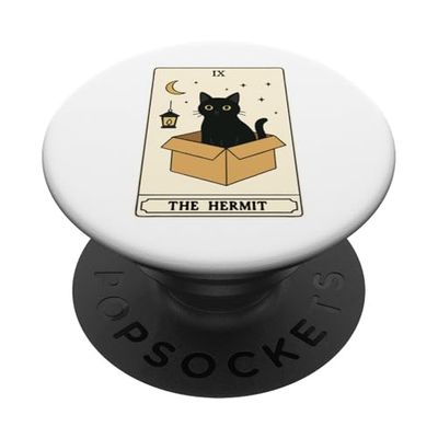Tarjeta del Tarot Ermitaño Amante Gato Divertido Gato PopSockets PopGrip Adhesivo