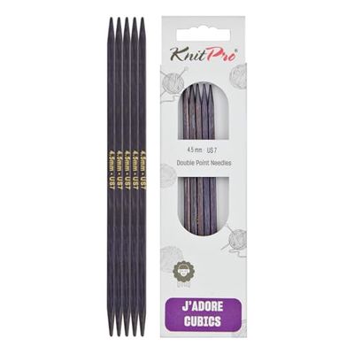 KnitPro J'Adore Cubics Aiguilles à Tricoter Double Pointe Ensembles de 5 – Épingles en Bois pour Chaussettes Chapeaux Mitaines Tricot Rond Court – 15 cm x 4,50 mm, lilas