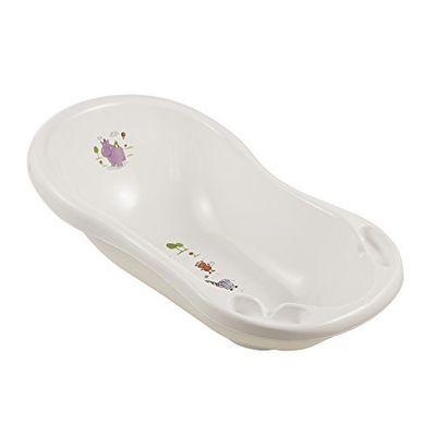 Keeeper Hippo Ergonomic Baby Bath Tub with Plug, For 0 to 12 months, 84 cm, Maria, White