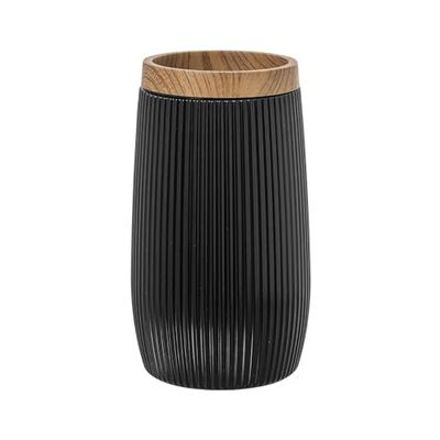 DRW Bicchiere da Bagno in Acrilico Nero e Naturale, Medidas: 7x7x13 cm