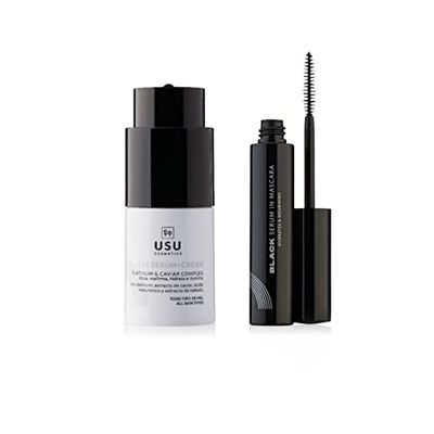 Pack Routine K-Beauty Eyes - Sérum contour des Yeux + Mascara Black Serum in Mascara - Réduit les ridules et les rides - Volume et longueur pour les cils - USU Cosmetics
