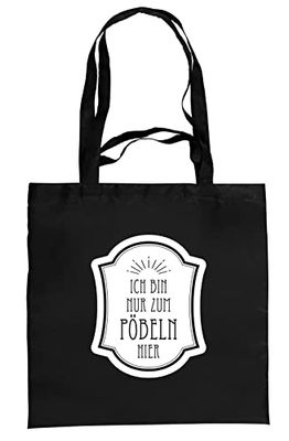 infinite by GEDA LABELS Unisex's Bag with German Text Ich Bin Nur Zum Pöbel Hier Shoulder, Black, L