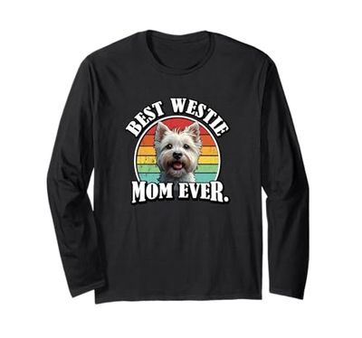 Funny Retro Vintage Mom Westie Lover Maglia a Manica