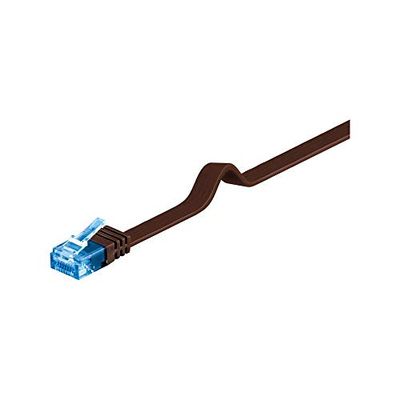 Goobay 96392 CAT 6 A U/UTP Câble de Liaison Plat, Marron Foncé, 20m Longueur
