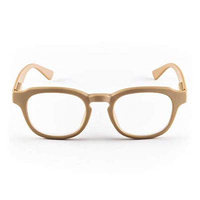 Contacta, Mayfair, Occhiali da Lettura per Uomo e Donna, Montatura Arrotondata con Effetto Soft Touch e Aste Flex, Colore Nude, Diottrie +3,50, Confezione con Sacchetto Portaocchiali, 26g