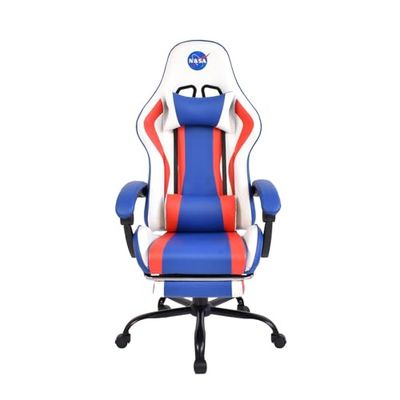 NASA DI013-WBR Silla Gaming, Reclinable con Brazos y Espaldar Ajustables, Silla Gamer Fabricada con Piel Sintética y Metal, Hasta 100kg
