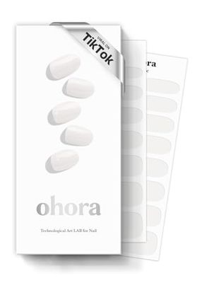Ohora Sticker Unghie Gel Semi-Polimerizzato, 30 Unghie Gel Adesive Made in Corea, con Lima, Due Salviette Umide e Uno Stick in Legno per l'Applicazione