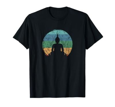 Retro Buddha Buddista Yoga Spirituale Meditazione Zen Maglietta