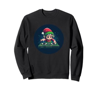 Grazioso costume da elfo di Natale per gli amanti delle feste e dei DJ Felpa