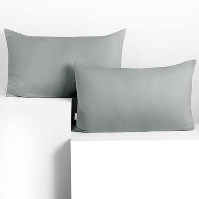 DecoKing 2 Federe 50x60 cm in 100% Jersey di Cotone Pettinato Chiusura Lampo Acciaio Grigio Amber