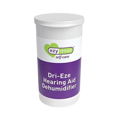 EZY DOSE Dehumidifier for Hearing Aid Cleaning, Small Container for Home or Travel, Easy to Use, Everyday Cleaner, Protection Against Moisture and Sweat, BPA Free
