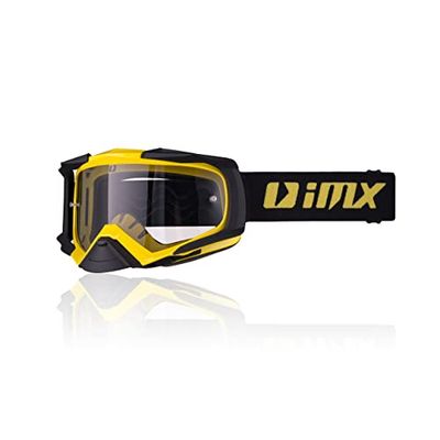 IMX RACING DUST Óculos de mota | fumado escuro e viseira transparente incluídos, lente anti-embaciamento e anti-riscas, proteção do nariz, correia com estampado de silicone, espuma de três camadas