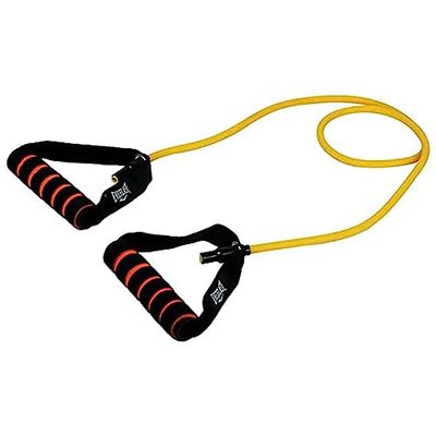 Ab. Extra Light Resistance Toning Tube of Size Length 1200mm, Wall Thickness 5mm, Diameter 8mm with Foam Handle | Yellow | Material : Natural Rubber | Resistance Band for Men & Women