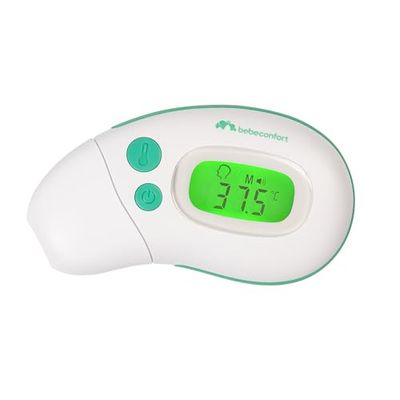 Bebeconfort Multifunctionele-minithermometer, 4-in-1-functie, 0+ maanden, Contactloos, Infraroodtechnologie, Koortsindicator, Slim en gebruiksvriendelijk, Compact en draagbaar, Green
