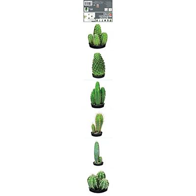 PLAGE 260622 6 tegelstickers 15 x 15 m - Cactus, Groen (15 x 15 cm)