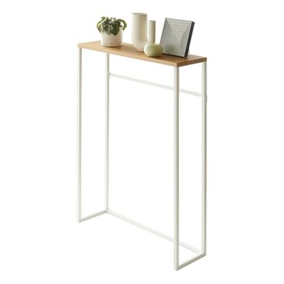YAMAZAKI 5164 TOWER Console Table, White, Steel/Wood, Minimalist Design, 60 x 18.5 x 80.5 cm (LxWxH)