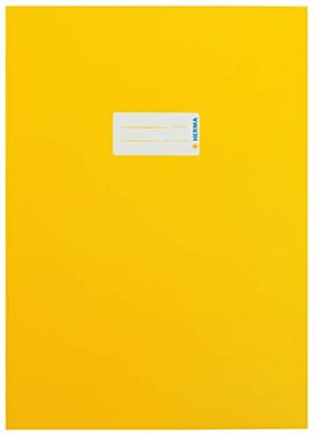 HERMA 19746 Lot de 10 couvertures pour cahiers d'école, format A4, en carton jaune, avec champ d'inscription, en papier solide et extra résistant, pour cahiers scolaires