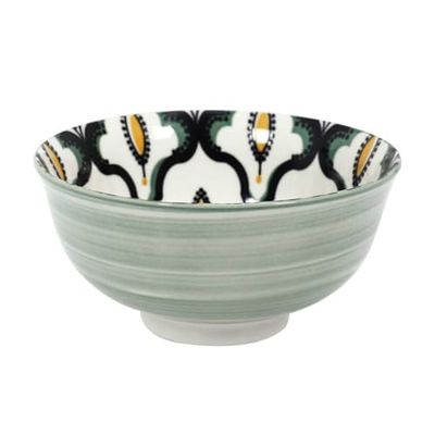 HOME DECO FACTORY, KA5585, Green Mandala Ceramic Bowl, Ideal for Aperitifs and Desserts, Practical and Elegant, Dishwasher Compatible, Dimensions D12 cm, Green Color