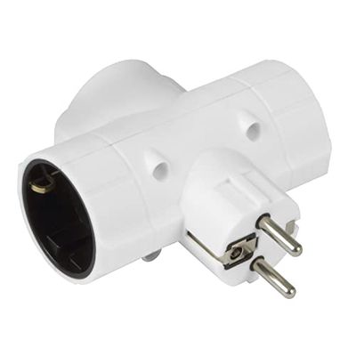 Amig - Ladrão de tomadas tipo Schuko de 3 vias Mod.3208 com tomada de terra para ligar aparelhos elétricos - adaptador de parede tripla horizontal - Tensão máxima: 250 V - Amperagem máxima: 10/16 A