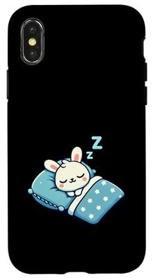 Conejito durmiendo en la cama por la noche Carcasa para iPhone X/XS