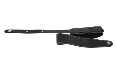 GEWA Correa para guitarra serie Premium Pattern, cuero auténtico, ancho 65 mm, longitud 103-139 cm, cierres de seguridad - cromados, negro granulado - negro con estructura de cuero natural