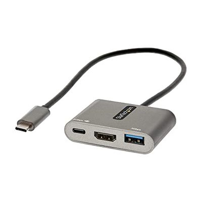 StarTech.com Adaptador Multipuertos USB C, USB Tipo C a HDMI, Vídeo de 4K, PD de 100W, Pass Through, Hub Ladrón USB 3.0 1x USBC 1x USBA, Mini Docking Station USBC para Portátil (CDP2HDUACP2)