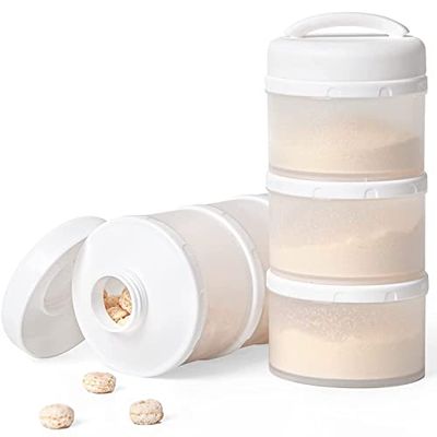 Termichy Apilable Dispensador Leche en Polvo Bebé y Cereales, 2 Paquetes (blanco)