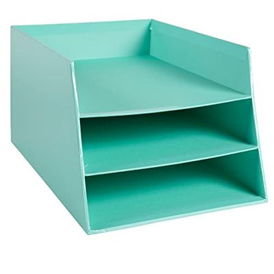 Exacompta - Ref. 13463D - 1 letter tray with 3 levels for documents in A4+ format (up to 24x32cm) in Aquarel cardboard - Dimensions 350x290x190 mm - Pastel green colour