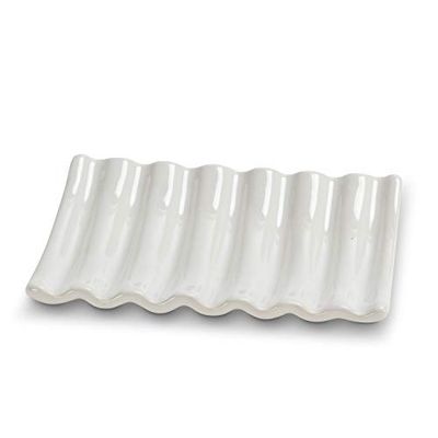 Abbott Collection Porte-Savon strié, Blanc, 12,7 cm de Long, céramique, Blanc, 13,3 cm de Long