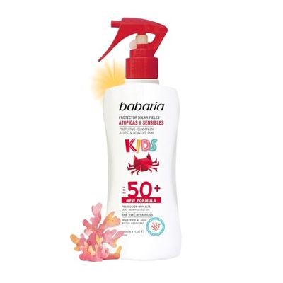 Babaria - Crema Solar Facial 50 Niños y Corporal | Protector Solar Pieles Atopicas Pediatrico | Crema Solar Infantil 50 Resistente al Agua | Protector Solar Mineral Niños