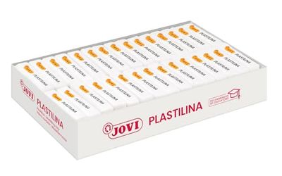 Jovi - PLASTILINA, pâte à Modeler végétale, 30 x 50 grammes, Blanche, Grande plasticité, sans Gluten, Idéale pour Les Enfants à partir de 2 Ans (7001)