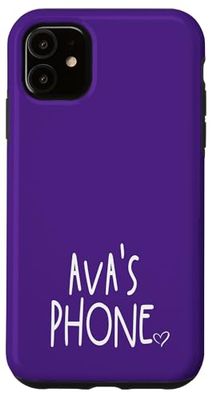 Ava's Phone Ava Prénom personnalisé Blanc Violet Coque pour iPhone 11
