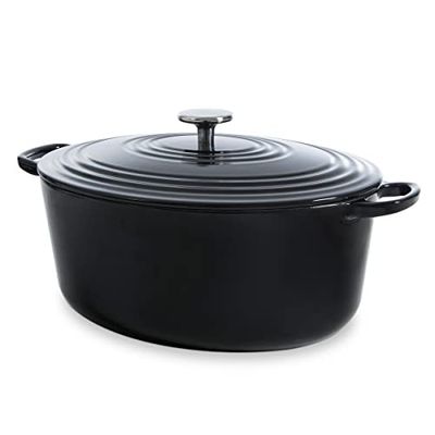 BK Olla de Hierro Fundido con Tapa, Horno Holandés con Revestimiento Esmaltado, Apto para Inducción, Horno y Lavavajillas, 32 cm/ 7.6L, Negra