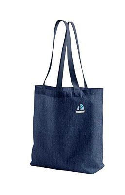 Green Fish Denim-draagtas, bedrukt, boodschappentas, machinewasbaar, opvouwbaar, jeanshandtas met handgrepen, 40 x 55 cm, multicolor, Eén maat, modern