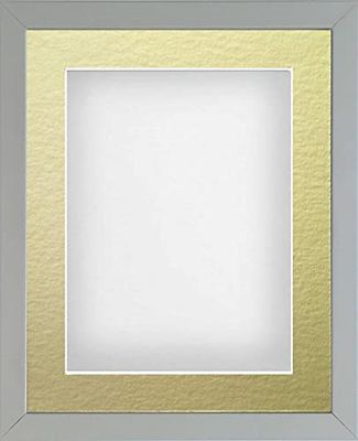 Frame Company Radcliffe Grey 16x12 with White BB and Gold Mount for 14x10