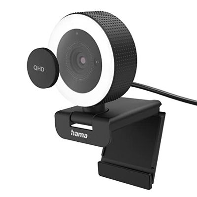 Hama - Webcam for PC C-800, Quad HD 2560 x 1440p, 16:9, 2 built-in microphones, luminous ring, zoom, remote control