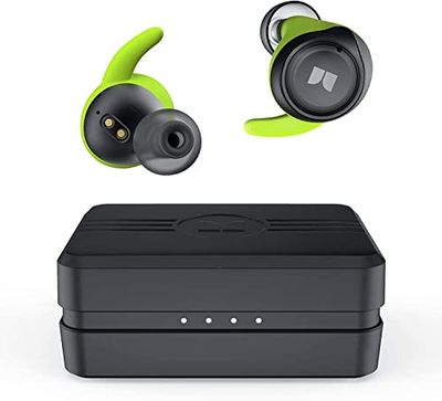 Monster Champion AIRLINKS, Bluetooth in ear sporthörlurar, vattentäta hörlurar, 3D-stereo-ljudkvalitet, brusreducering, 100 timmars batteritid med laddningsfodral, svart