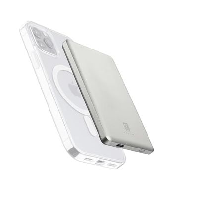 Cellularline - Power Bank MAG LITE 5000 - Caricabatterie portatile Wireless da 5000mAh - Tecnologia Mag Safe - Carica wireless 7.5W - Bianco