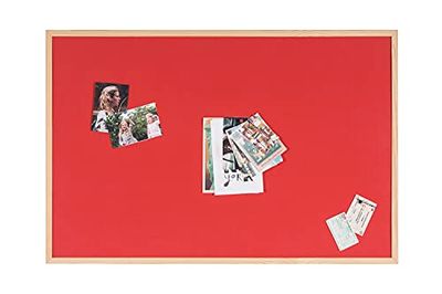 Bi-Office - Tablero de anuncios - 60 x 40 cm - Pizarra de doble cara, corcho y fieltro rojo, marco de madera, con 6 chinchetas