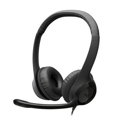 Logitech H390 Wired Headset for PC/Laptop, Stereo Headphones with Noise Cancelling Microphone, USB-A, In-Line Controls, Works with Chromebook
