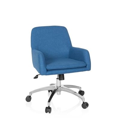 hjh OFFICE 670959 fotel retro Shake 400, materiał niebieski, fotel biurowy, młodzieżowy fotel obrotowy z kółkami, regulacja wysokości