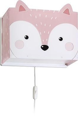 Dalber Lampe Applique Enfant Little Fox Renard Animaux Rose, 64588, E27