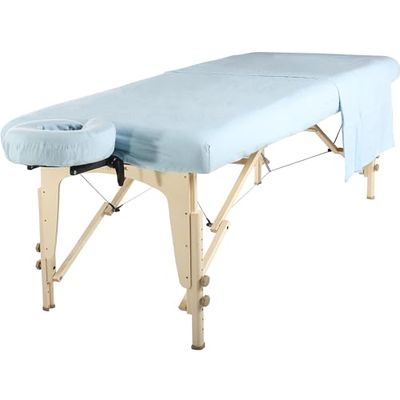 Master Massage Set di lenzuola di flanella, 3 in 1, piatto piatto, federa per il viso, colore: celeste