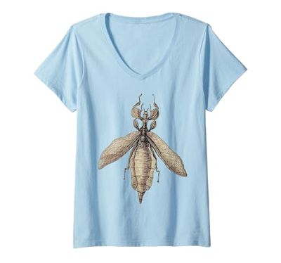 Donna Foglia Insetto Phylium Insetti divertente Insetti Entomologo Vintage Maglietta con Collo a V