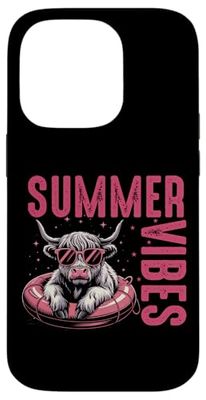 Summer Vibes Cool Cow Lunettes de soleil piscine Coque pour iPhone 14 Pro
