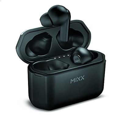 Mixx StreamBuds Mini - True Wireless Bluetooth earbuds with Microphone, IPX5, HI-FI Stereo earphones, 24H Playtime with Charging Case, for Work or sport or play (Black)