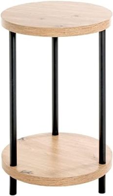 HAKU Möbel Table d'appoint chêne, Noir, MDF, métal - Dim.: H 50 cm x Ø 30 cm, Style: Modern